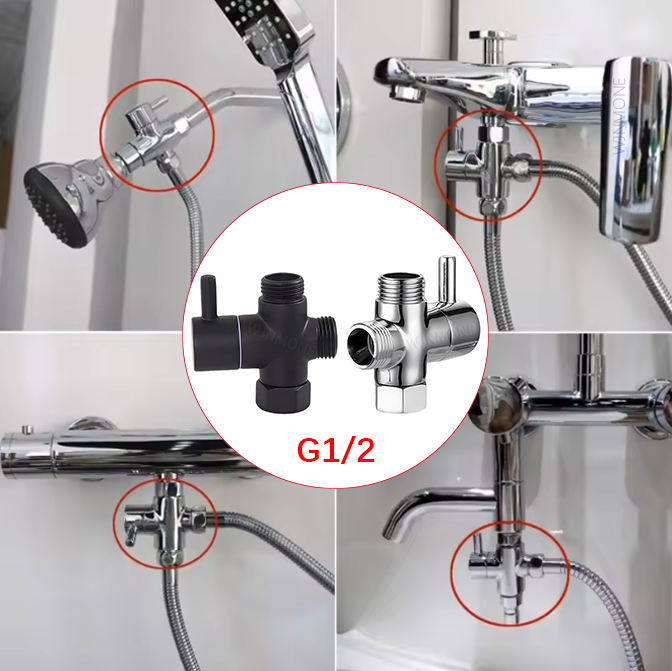 Black Silver 3 Way T-Adapter D - Shower Valve Cartridge recensione e prezzo