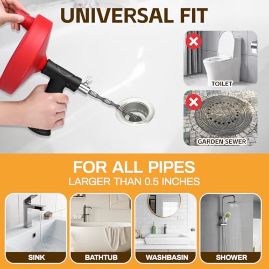 【Spot goods】Drain Auger 33 ft  - Drain Snake Flexible recensione e prezzo
